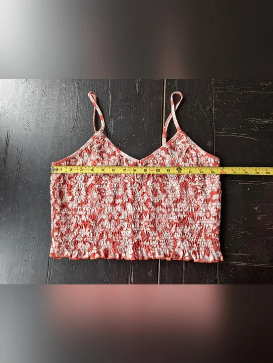 American Eagle Large Floral Strappy V-Neck Crop Top Boho Chic Indie Summer Girl - Picture 6 of 7